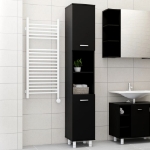 Mobile da Bagno Nero 30x30x179 cm in Legno Multistrato