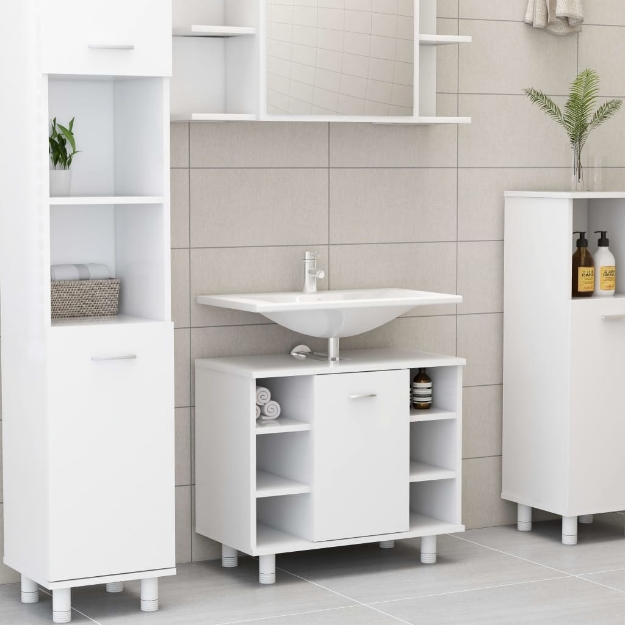 Mobile da Bagno Bianco 60x32x53,5 cm in Legno Multistrato