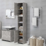 Mobile da Bagno Grigio Cemento 30x30x183,5 cm Legno Multistrato