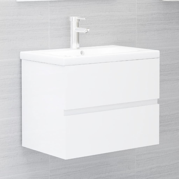 Mobile Lavabo Bianco Lucido 60x38,5x45 cm in Legno Multistrato