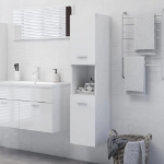 Armadietto Bagno Bianco Lucido 30x30x130cm in Legno Multistrato