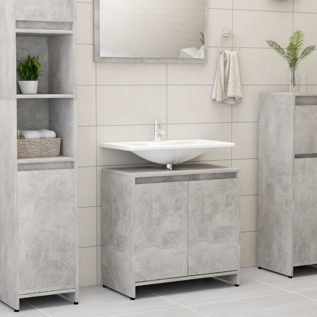 Mobile da Bagno Grigio Cemento 60x33x61 cm in Legno Multistrato