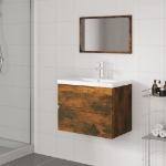 Set di Mobili da Bagno Rovere Fumo in Legno Multistrato