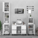 Set Mobili da Bagno 3 pz Bianco in Legno Multistrato