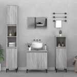 Set Mobili da Bagno 3 pz Grigio Sonoma in Legno Multistrato