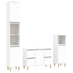 Set Mobili da Bagno 3 pz Bianco in Legno Multistrato