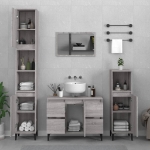 Set Mobili da Bagno 3 pz Grigio Sonoma in Legno Multistrato