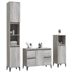 Set Mobili da Bagno 3 pz Grigio Sonoma in Legno Multistrato