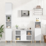 Set Mobili da Bagno 3 pz Bianco in Legno Multistrato