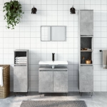 Set di Mobili da Bagno 3 pz Grigio Cemento in Legno Multistrato