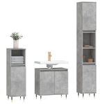 Set di Mobili da Bagno 3 pz Grigio Cemento in Legno Multistrato