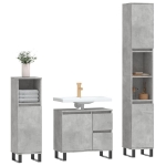 Set Mobili da Bagno 3 pz Grigio Cemento in Legno Multistrato