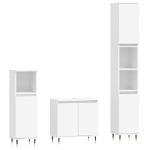 Set Mobili da Bagno 3 pz Bianco in Legno Multistrato