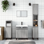 Set Mobili da Bagno 3 pz Grigio Sonoma in Legno Multistrato