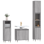 Set Mobili da Bagno 3 pz Grigio Sonoma in Legno Multistrato