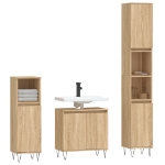 Set Mobili da Bagno 3 pz Rovere Sonoma in Legno Multistrato