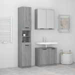 Set Mobili da Bagno 3 pz Grigio Sonoma in Legno Multistrato