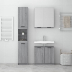 Set Mobili da Bagno 3 pz Grigio Sonoma in Legno Multistrato