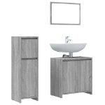 Set Mobili da Bagno 3 pz Grigio Sonoma in Legno Multistrato