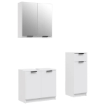 Set di Mobili da Bagno 3 pz Bianco in Legno Multistrato