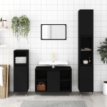 Set Mobili da Bagno 3 pz Nero in Legno Multistrato