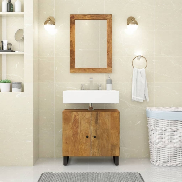 Set Mobili da Bagno 2pz in Legno Massello di Mango