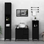 Armadietto da Bagno Nero 65x33x60 cm in Legno Multistrato