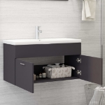 Mobile Sottolavabo Grigio 90x38,5x46 cm in Legno Multistrato