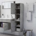 Mobile da Bagno Grigio Cemento 30x30x130 cm Legno Multistrato