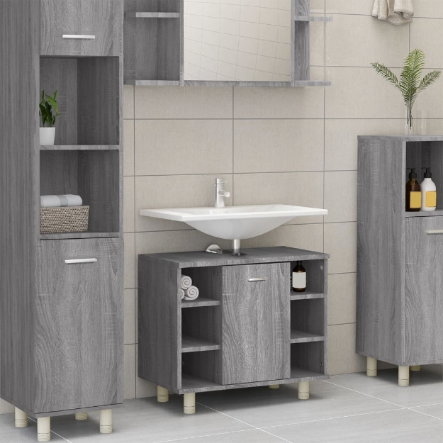 Armadietto Bagno Grigio Sonoma 60x32x53,5 cm Legno Multistrato