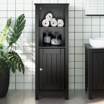 Mobile da Bagno BERG Nero 40x34x110 cm Legno Massello di Pino