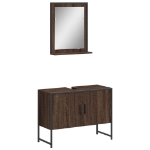 Set Mobili da Bagno 2 pz Rovere Marrone in Legno Multistrato