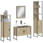 Set Mobili da Bagno 4 pz Rovere Sonoma in Legno Multistrato