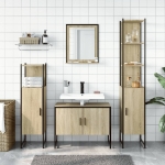 Set Mobili da Bagno 4 pz Rovere Sonoma in Legno Multistrato