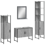 Set Mobili da Bagno 4 pz Grigio Sonoma in Legno Multistrato