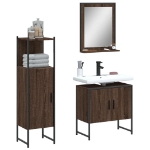 Set Mobili da Bagno 3 pz Rovere Marrone in Legno Multistrato