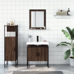 Set Mobili da Bagno 3 pz Rovere Marrone in Legno Multistrato