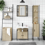 Set di Mobili da Bagno 3 pz Rovere Sonoma in Legno Multistrato