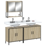 Set Mobili da Bagno 3 pz Rovere Sonoma in Legno Multistrato