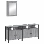 Set Mobili da Bagno 3 pz Grigio Sonoma in Legno Multistrato