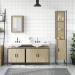 Set Mobili da Bagno 4 pz Rovere Sonoma in Legno Multistrato