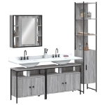 Set Mobili da Bagno 4 pz Grigio Sonoma in Legno Multistrato