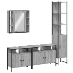 Set Mobili da Bagno 4 pz Grigio Sonoma in Legno Multistrato