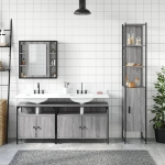 Set Mobili da Bagno 4 pz Grigio Sonoma in Legno Multistrato