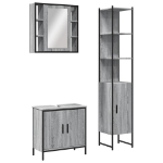 Set Mobili da Bagno 3 pz Grigio Sonoma in Legno Multistrato