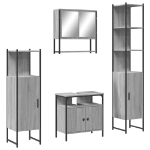 Set Mobili da Bagno 4 pz Grigio Sonoma in Legno Multistrato