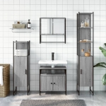 Set Mobili da Bagno 4 pz Grigio Sonoma in Legno Multistrato