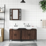 Set Mobili da Bagno 3 pz Rovere Marrone in Legno Multistrato