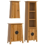 Set Mobili da Bagno 3 pz in Legno Massello di Pino