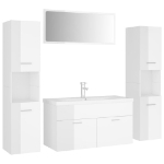 Set Mobili da Bagno Bianco Lucido in Legno Multistrato